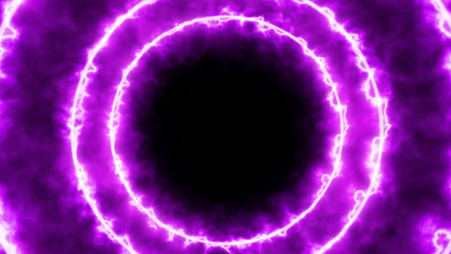 Dynamic abstract tunnel. Circles of purple radiance are moving