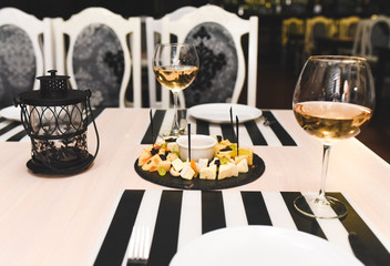 Served table set at luxury restaurant.