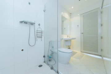 white toilet clean and simple bathroom