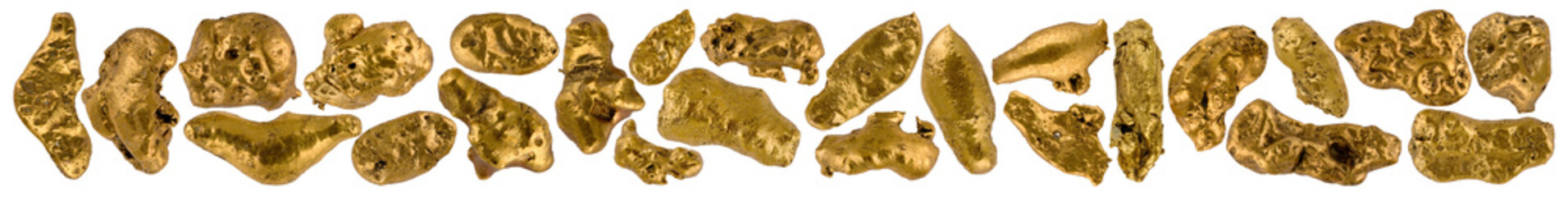 Gold nuggets on a white background