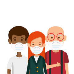 members family using face mask isolated icon vector illustration design