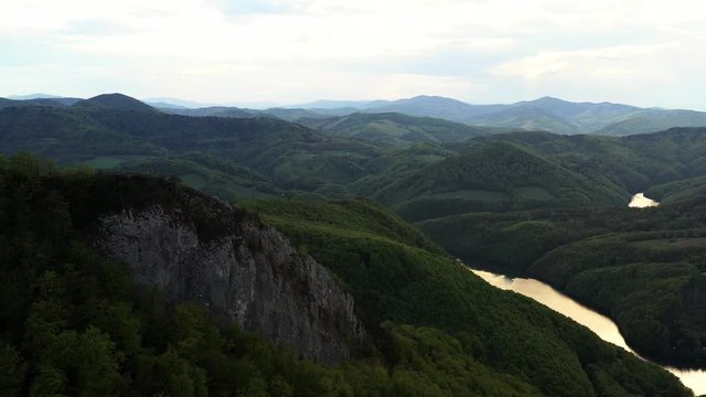 Aerial view of sunset Sivec mountains in Slovakia