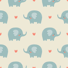 Modèle sans couture mignon d& 39 éléphant, fond d& 39 éléphant de dessin animé, illustration vectorielle