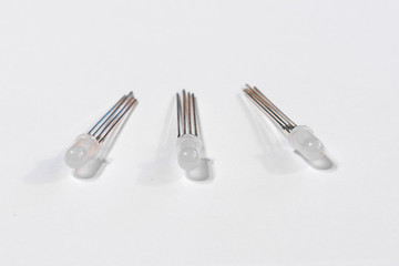 Colorless leds isolated on white background