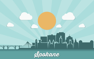 Spokane skyline - Washington, United States of America, USA - vector illustration
