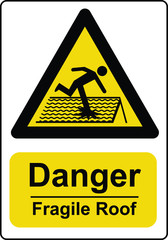 Danger fragile roof warning sign