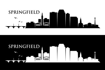 Naklejka premium Skyline Springfield - Massachusetts, Stany Zjednoczone Ameryki, USA - ilustracji wektorowych