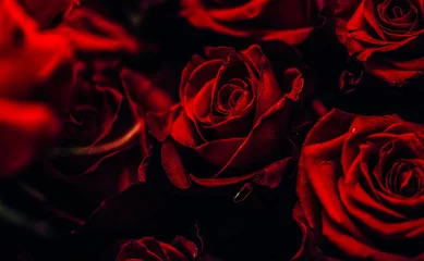 Deurstickers red roses on black background © Erika