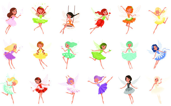 Colorful set of fairies.
