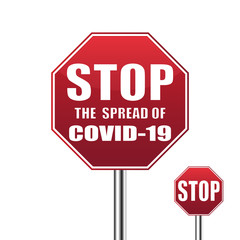 Coronavirus - caution road Sign. Warning about Coronavirus outbreak. COVID-19 danger and public health risk disease. Pandemic. illustration