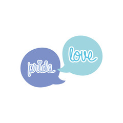 speech bubbles with pride and love lettering design, flat style
