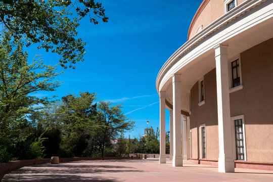 The Roundhouse state capitol in Santa Fe, New Mexico, USA