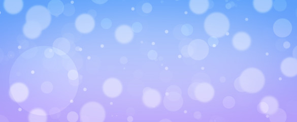 Glowing soft blue and purple bokeh background.  Spring concept. Blurred bokeh circles.  Website banner.  Celebration.