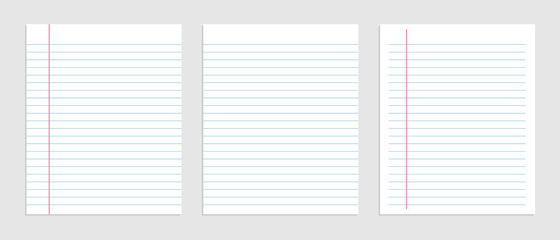 blank sheet of lined notebook paper set