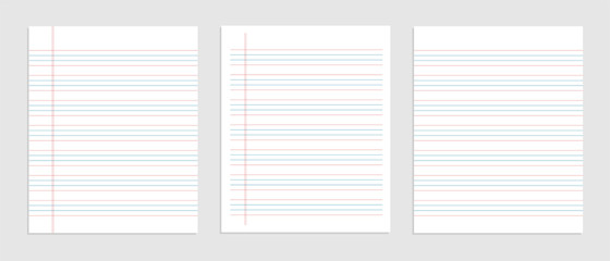 four line english paper sheet of notebook