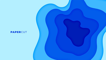 blue papercut abstract background in 3d style design