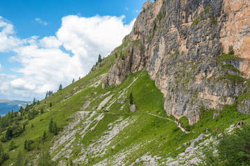 Hiking trail on a mountain side