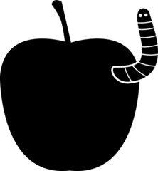 Worm in a red apple vector icon