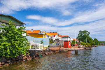 Fototapeta premium House with jetties on a lake