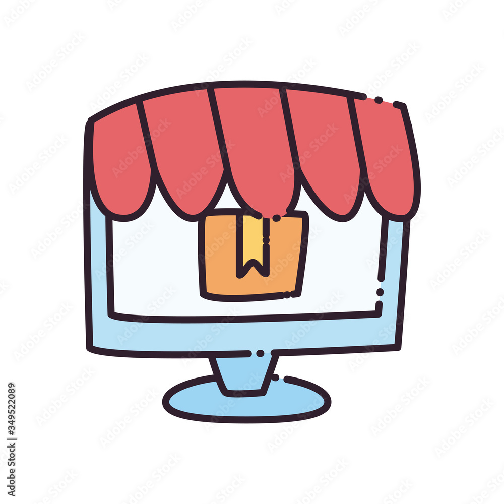 Poster Box inside computer flat style icon vector design