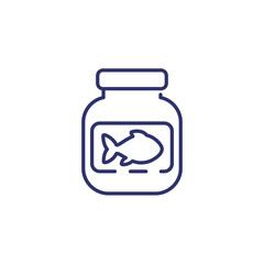 Fish oil line icon on white