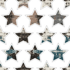 Seamless pattern with stars. Can be used on packaging paper, fabric, background for different images, etc. Freehand drawing