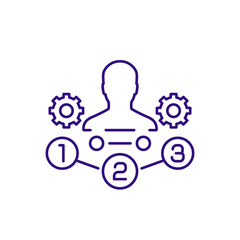 management icon with gears, line