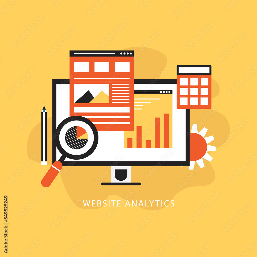 Poster website data analysis concept flat design