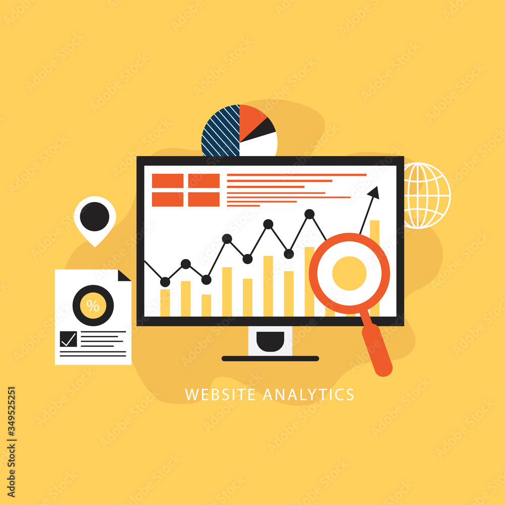 Poster website analytics and seo data analysis concept
