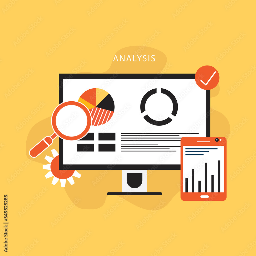 Poster statistics and data analysis concepts flat design