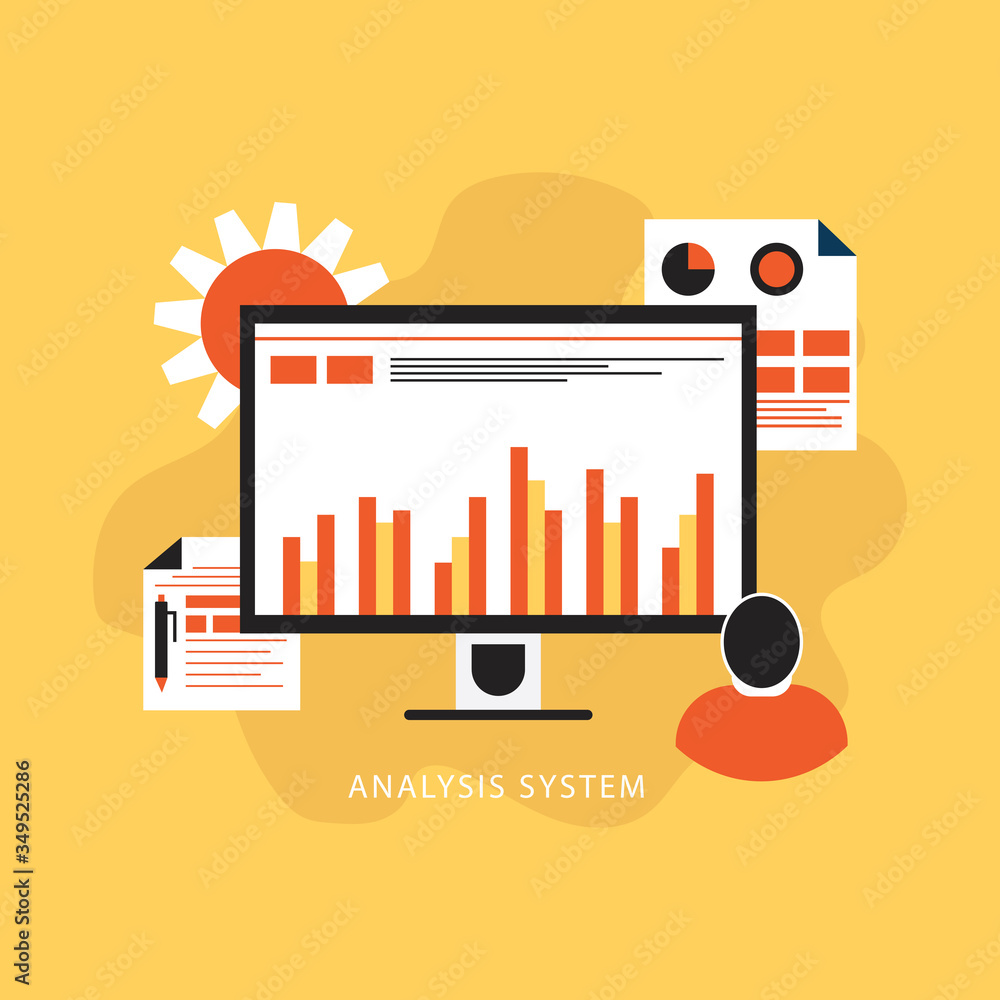 Poster analytics graph and seo business concepts