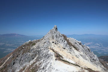 The rock called obelisk in Jizodake mountain in Japan