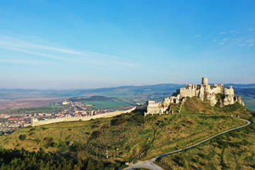 Fototapeta na wymiar Aerial view of Spissky Castle in Slovakia
