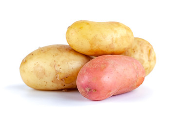 Young Fresh potatoes isolated on a white background