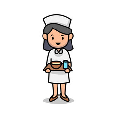 simple minimalist female nurse mascot logo design template 