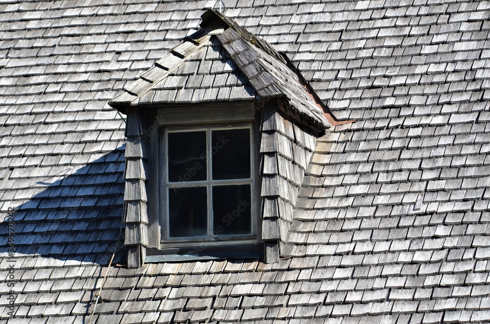 Sticker wooden tile roof with window