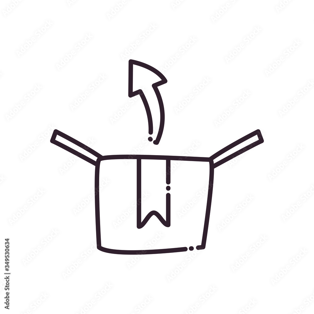 Poster arrow over box line style icon vector design