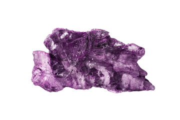 Amethyst gemstone isolated on white background. Natural Quartz crystal. Contains clipping path.