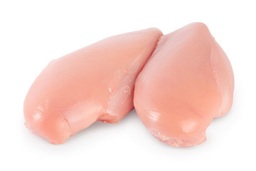 Fresh chicken fillet isolated on white background with clipping path and full depth of field.