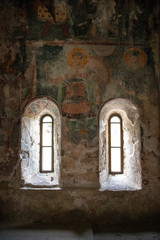 Fototapeta na wymiar Mural frescoes in the church of Ghelati in the city of Kutaïsi.