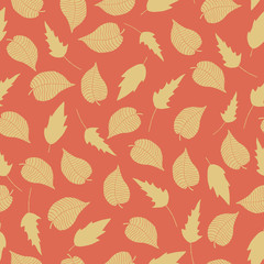  Seamless pattern background with hand drawn leaves.