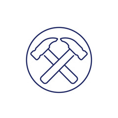 carpenter line icon with hammers