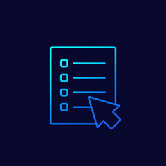 Fototapeta premium online survey icon, linear vector
