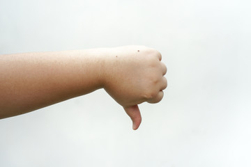 Hand sign isolated on white background