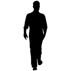Silhouette of a walking man on a white background