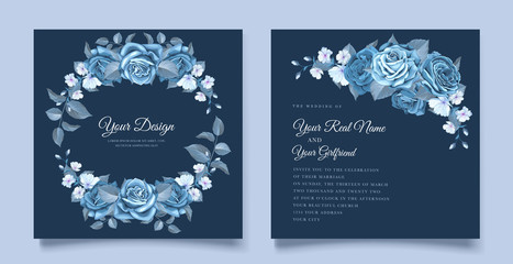 elegant background wedding invitation design with floral and leaves