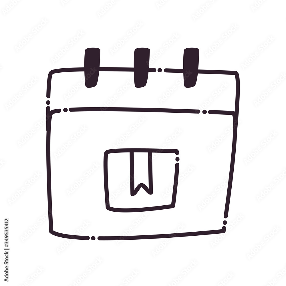 Poster Box inside calendar line style icon vector design