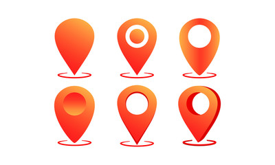 Geo pin, location icon set or geolocation, gps, map pointer for applications, web, app. Isolated white background. EPS 10 vector