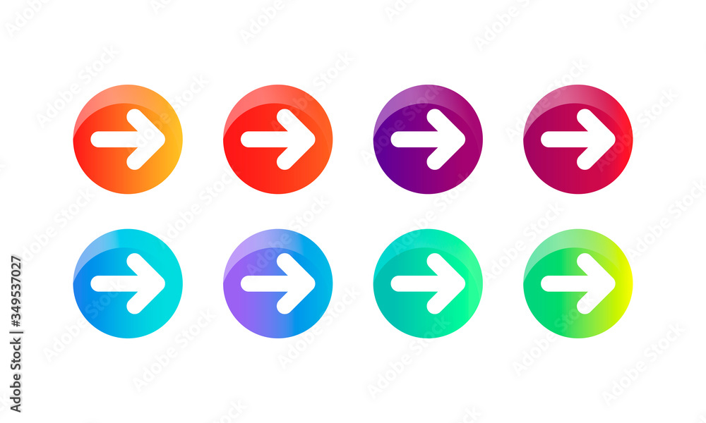 Aufkleber bright gradient arrow buttons icon set on isolated white background. eps 10 vector.