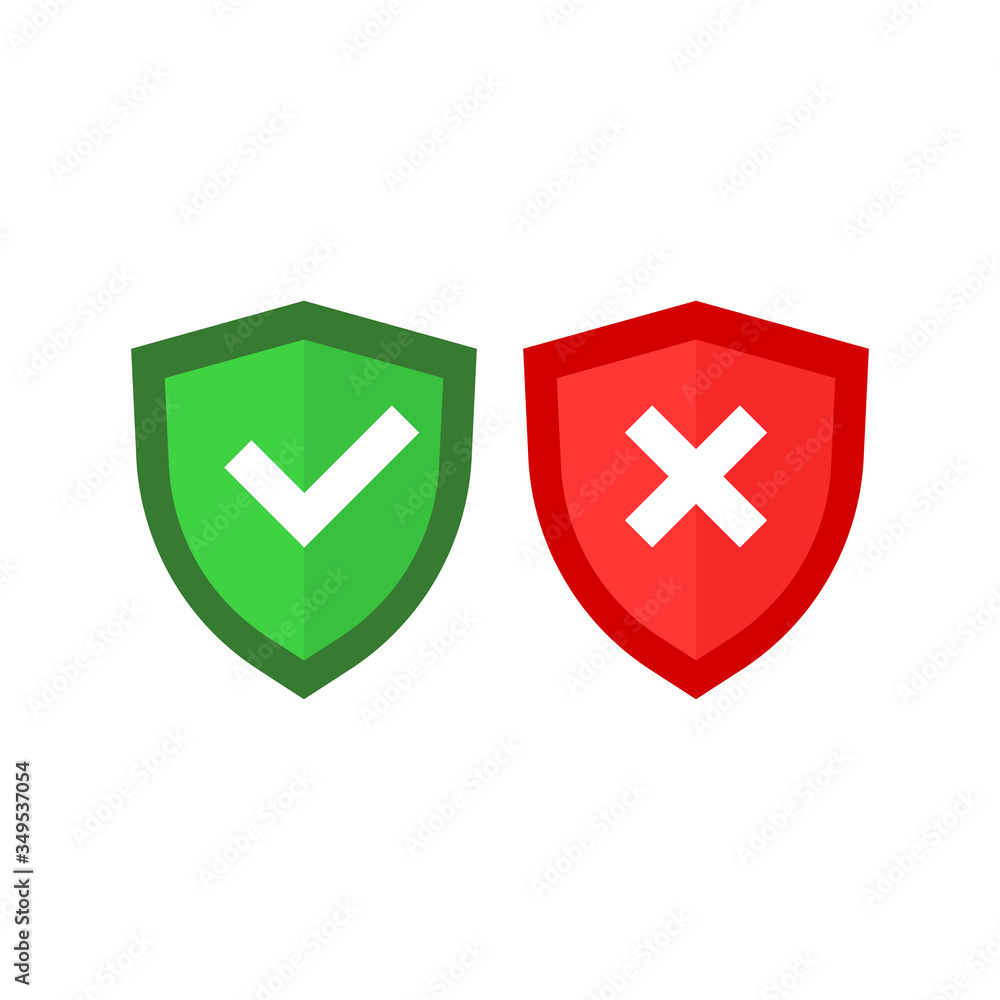 Aufkleber shields and check marks icons set. tick mark approved on isolated white background. eps 10 vector. p